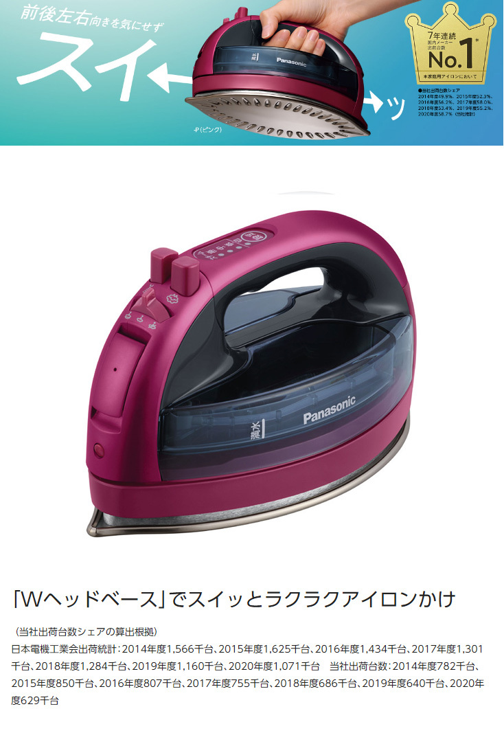 パナソニック コードレススチームアイロン カルル NI-WL706-P ピンク :hm-4549980492789:リコメン堂 - 通販 -  Yahoo!ショッピング