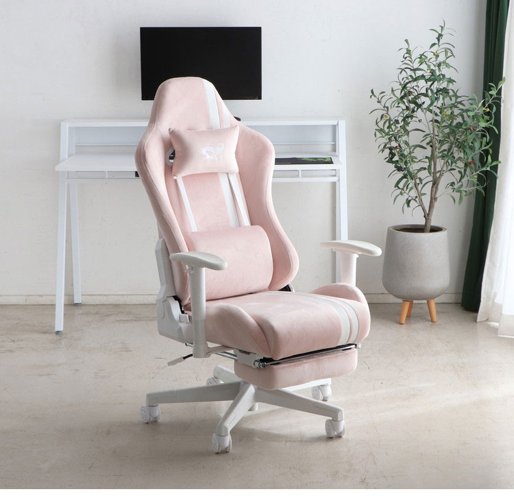 ゲーミングチェア 白 ホワイト ピンク ブルー 可愛い かわいい デザインチェア 高さ調節 肘掛け 椅子 デスクチェア おしゃれ 代引不可