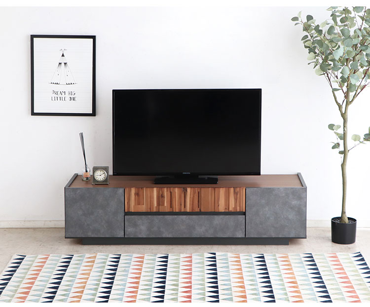 テレビボード 幅140cm 日本製 完成品 コンクリート調 引き出し収納