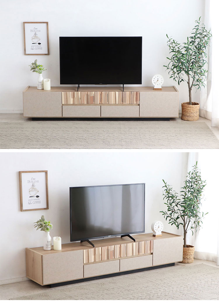 【3色塗装色】&【9種類取っ手】&【脚種類】スタイリッシュテレビボード TV台 テレビ台 クリートテレビボード 180cm ベージュ TV台 アカシア集成材