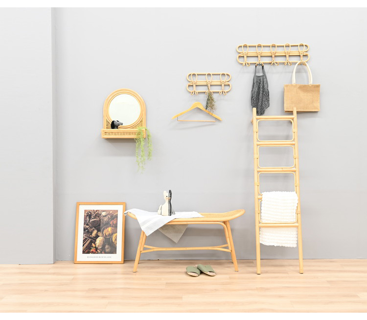 ラタンベンチ 長椅子 幅100cm 木製 おしゃれ 北欧 背もたれなし