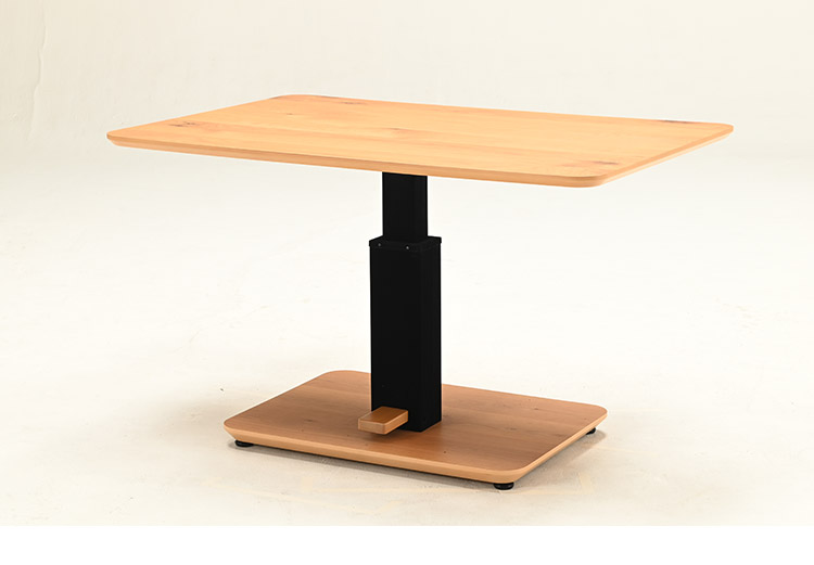 昇降式テーブル 幅120cm 突板 高級感 高さ調節可能 天然木 ダイニング