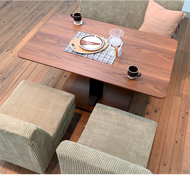 こたつテーブル 昇降式 幅120cm 突板 高級感 高さ調節可能 天然木 ダイニングテーブル リビングテーブル センターテーブル スチール ガス昇降 おしゃれ インテリア 北欧 リビング ダイニング(代引不可)【送料無料】 昇降式テーブル 幅120cm 突板 高級感 高さ調節可能 天然木 ダイニング