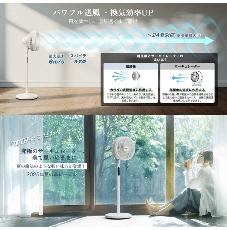 サーキュレーター 2WAY リビング 扇風機 静音 卓上 リビングファン