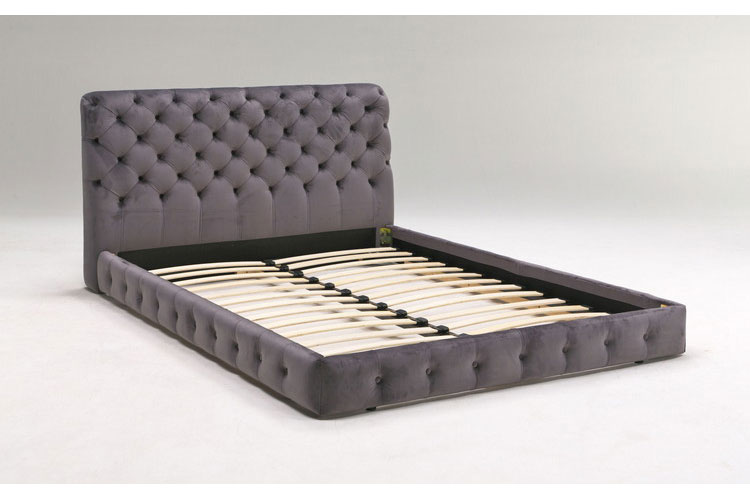 ベッドフレーム ダブル ベロア調ヘッドボード ダブルサイズ すのこ