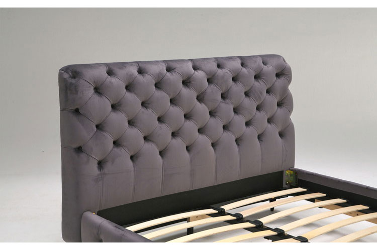 ベッドフレーム ダブル ベロア調ヘッドボード ダブルサイズ すのこ