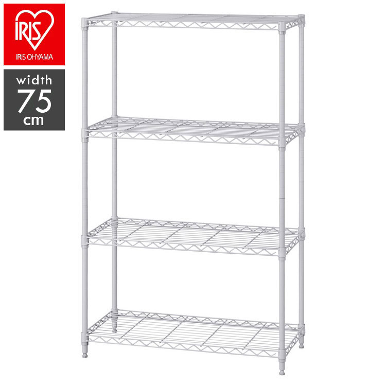 アイリスオーヤマ カラーメタルラック 幅75cm 4段 高さ143cm CMM-75144