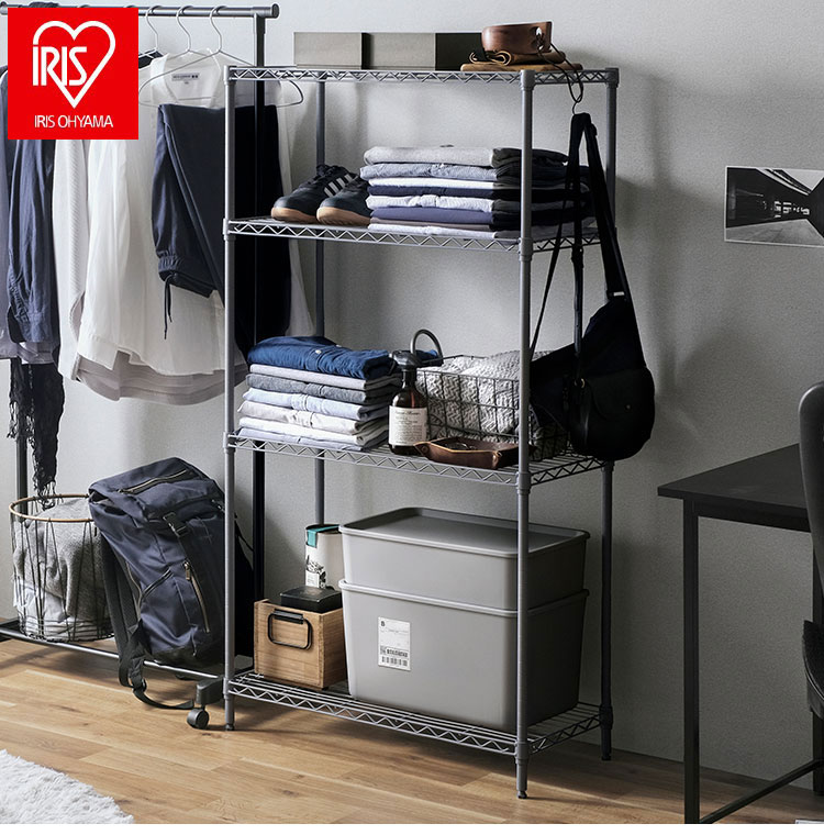 アイリスオーヤマ カラーメタルラック 幅75cm 4段 高さ143cm CMM-75144