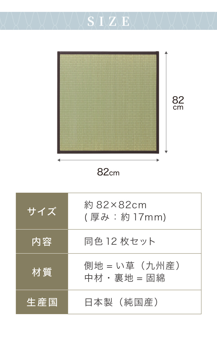 国産 い草 置き畳 ユニット畳 82×82cm 12枚セット 日本製 半畳 畳