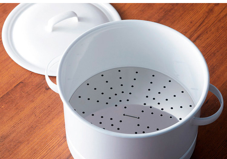 野田琺瑯 にちにち道具 日本製 蒸し鍋 21cm フタ・すのこ付き 両手鍋