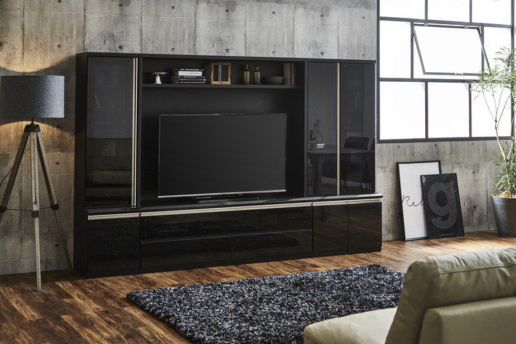 壁面収納 テレビ台 幅260 奥行42 高さ165 ハイタイプ おしゃれ 大容量