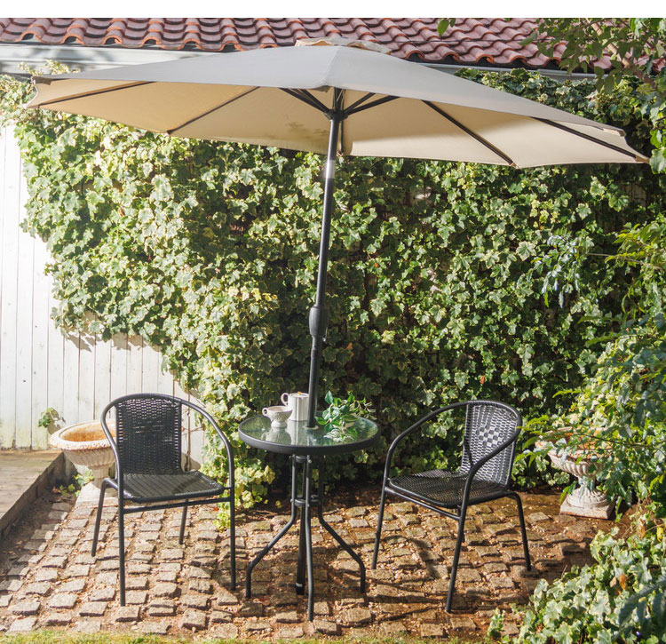 ガラステーブル&ラタンチェア ガーデンファニチャーセット テーブル