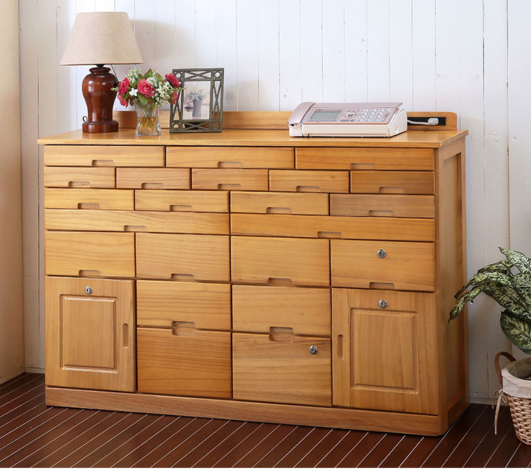 桐製 マルチラック 120cm 引出し 引き出し 多段収納 チェスト 隠し