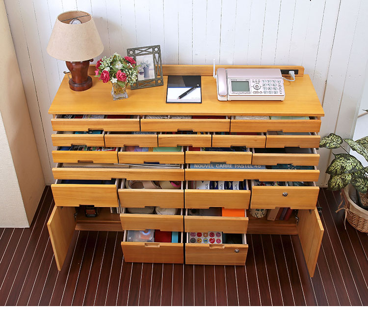 桐製 マルチラック 120cm 引出し 引き出し 多段収納 チェスト 隠し