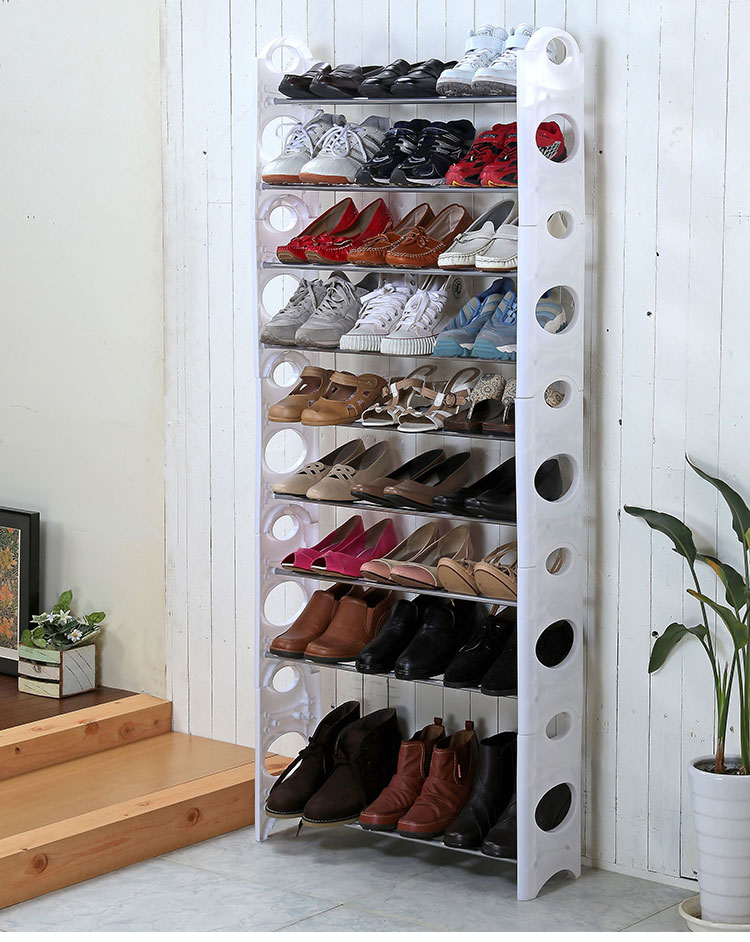 カバー付き シューズラック 10段 最大30足収納 簡易式シューズラック