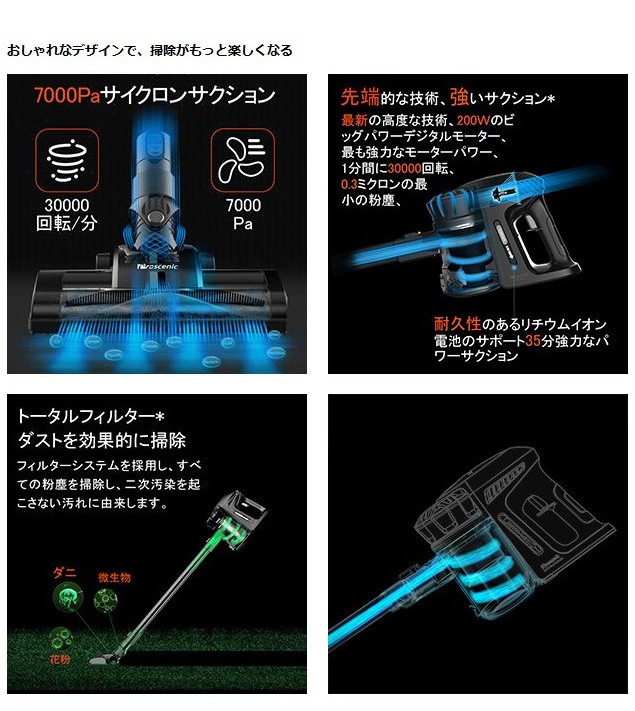 コードレススティッククリーナー Proscenic P8 サイクロン式