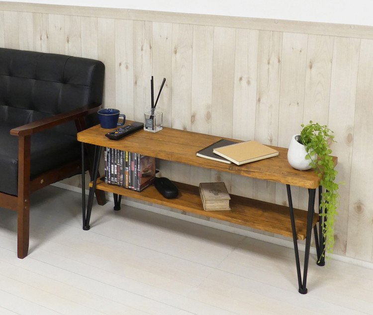 テレビボード 幅105 テレビ台 木目調天板 スチール脚 インダストリアル