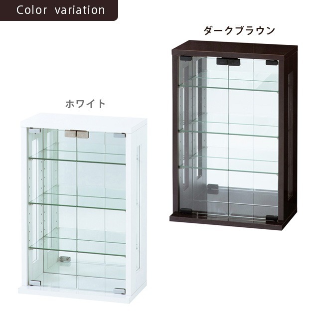 卓上 コレクションケース 縦型 幅40 高さ60 背面ミラー ガラス棚