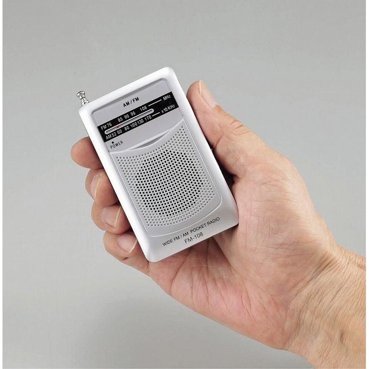 ワイドFM機能搭載 AM・FMポケットラジオ スピーカー付 FM-108