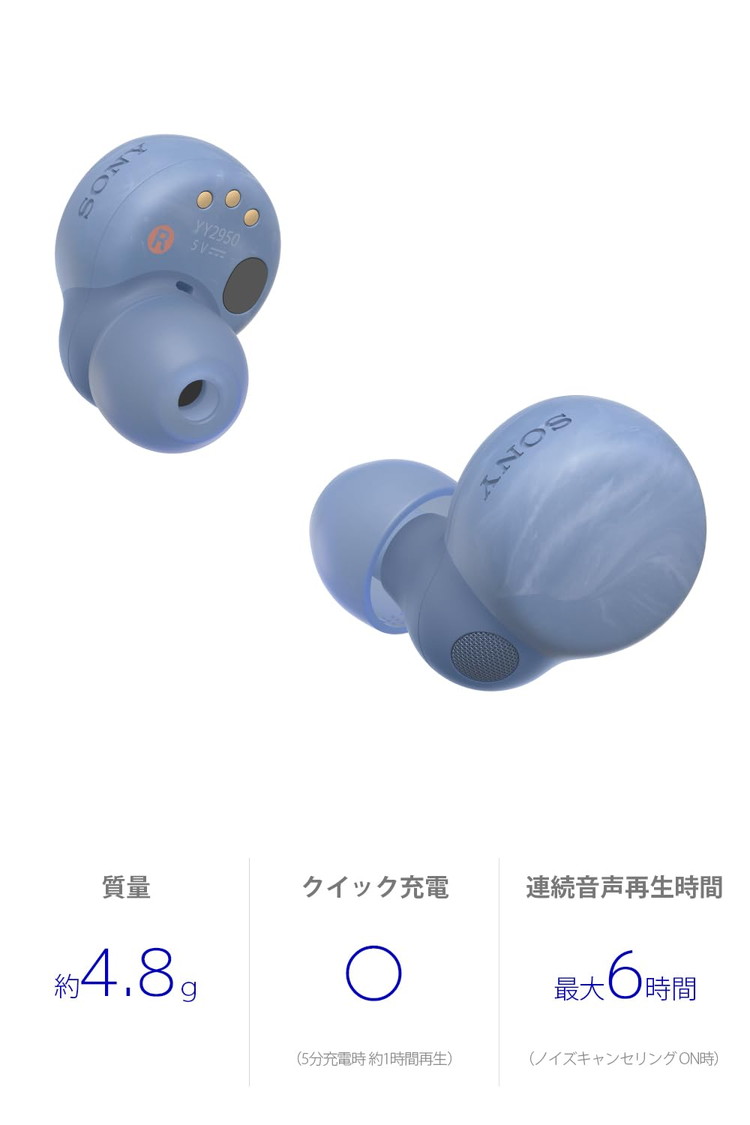 SONY イヤホン ソニー フルワイヤレスイヤホン LinkBuds S WF-LS900N L アースブルー ノイズキャンセリング ハイレゾ 高音質  カナル型 Bluetooth