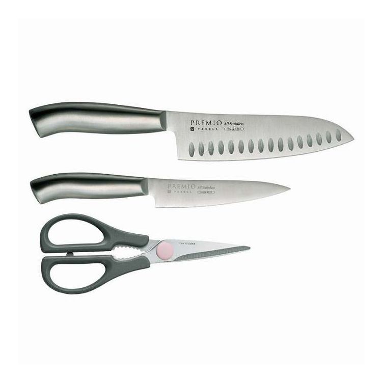 包丁&キッチンハサミ 3点セット オールステンレス プレミオ 31813