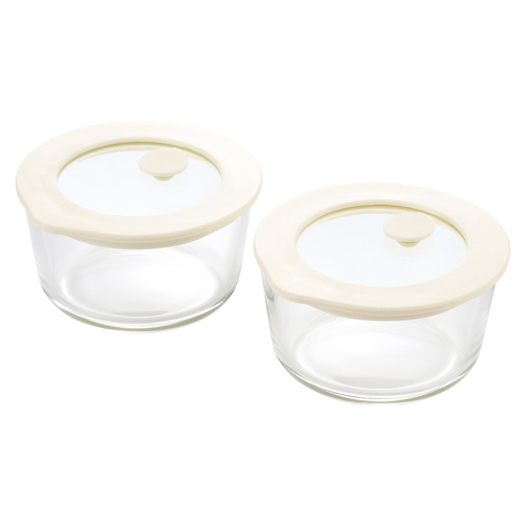 電子レンジ対応NEWグラスコンテナ2pcs 洋ガラス食器 7041631 代引不可