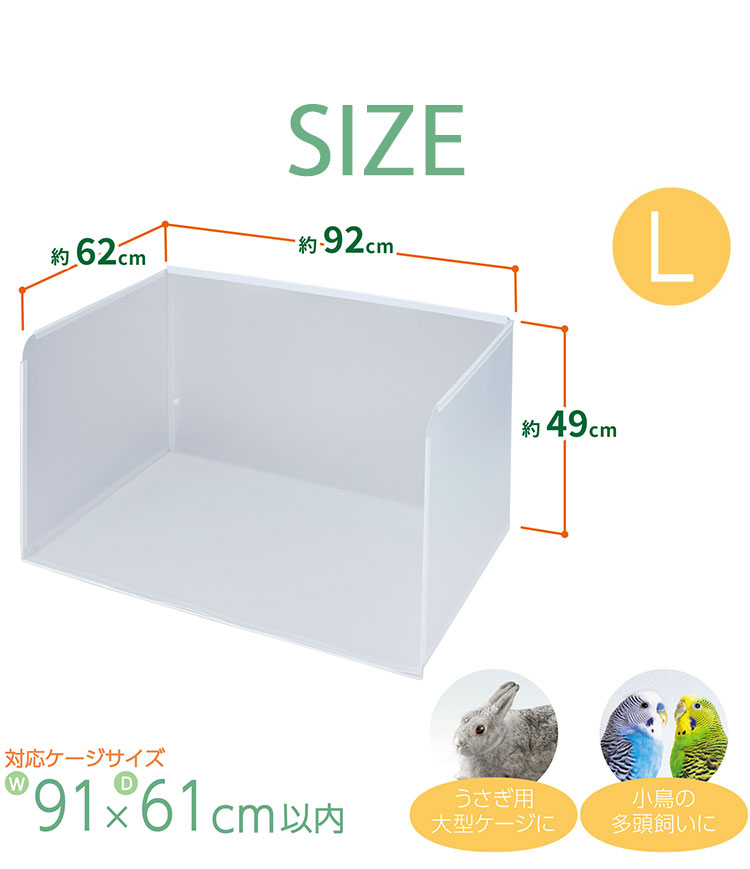 小動物用 大型 プラスクリーン L ケージカバー 囲い 91×61cm以内対応