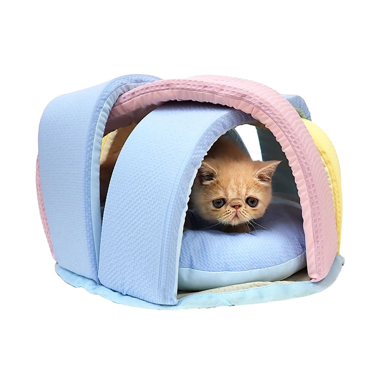 ペッツルート★一年快適2段式★クッション3枚★円筒形 ペッツルート 猫用 夏用 ベッド クッション ニャンとも涼やか