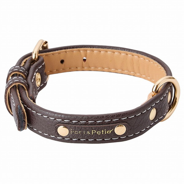 【美品】Christofle ロイヤル・ジャック レザー首輪 S1 小型犬 猫用 ペティオ 犬用首輪 Porta クラシックソフトレザーカラー 21mm ブラウン