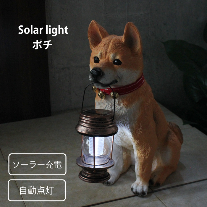 照明スタンドライト テーブルランプ デスクライト．卓上ステンド小物入れ 柴犬雑貨 ソーラーライト付柴犬ポチ アニマル 照明 ライト ランプ 照明
