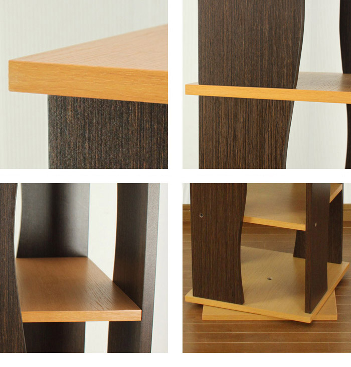 回転式木製ラック5段 収納 収納家具 リビング収納 本棚 ラック 棚 収納