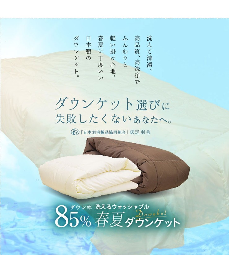 日本製 羽毛85% ダウンケット 0.2kg 2枚組 シングルロング 国産 羽毛