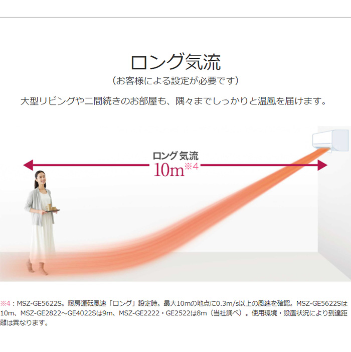 三菱電機 霧ヶ峰 ルームエアコン MSZ-GE5622S-W 主に18畳 設置工事不可