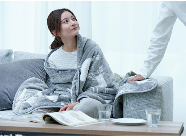 日本製 電気毛布 ブランケット 北欧 フランネル 着る電気毛布 curun 