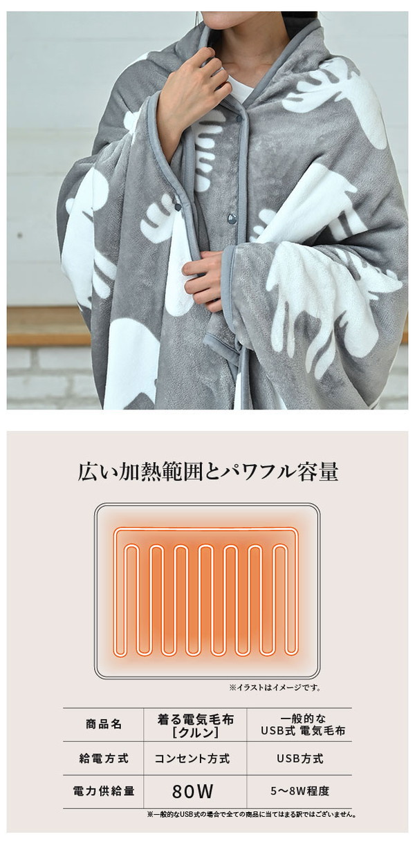 日本製 電気毛布 ブランケット 北欧 とろけるフランネル 着る電気毛布