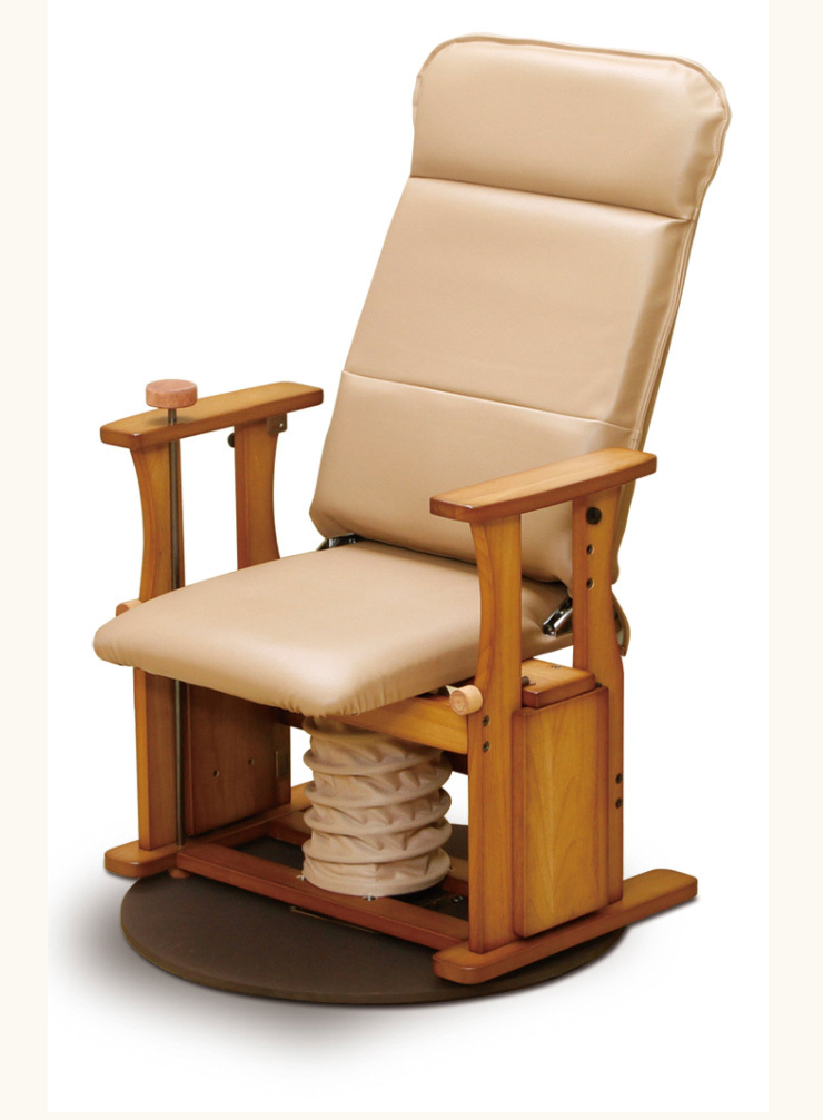 座椅子 国産 中居木工 木製 起立補助椅子 ハイタイプDX回転付き リクライニング機能 4段階切替え 木製 介護 補助 軽い体重用 代引不可