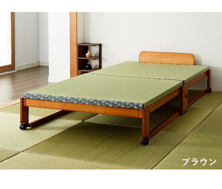 中居木工 日本製 折りたたみ 畳 ベッド ひのき ハイタイプ ワイド
