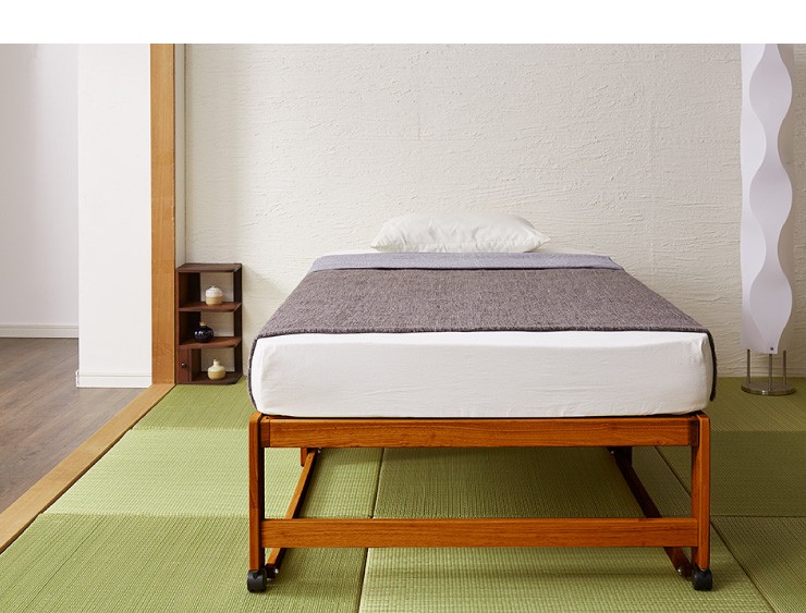 中居木工 日本製 折りたたみ すのこ ベッド ひのき ハイタイプ ワイドシングル 木製 ヒノキ 檜 スノコ 天然木 コンパクト 省スペース