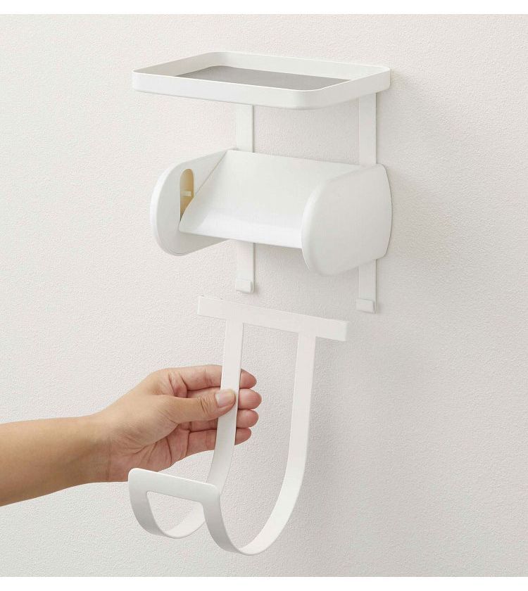 山崎実業 トイレットペーパーホルダー上ラック 2段 プレート Plate