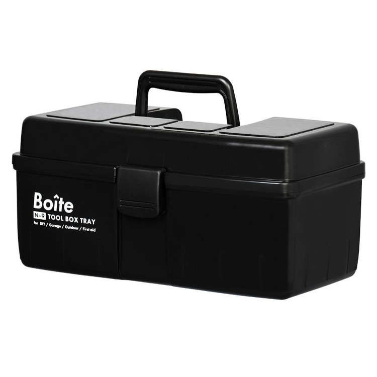 Boite デザインツールボックス 中皿式 ガレージ DIY アウトドア 工具箱 大容量 裁縫箱 ソーイングボックス パーツ ブラック MA-4026  おしゃれ