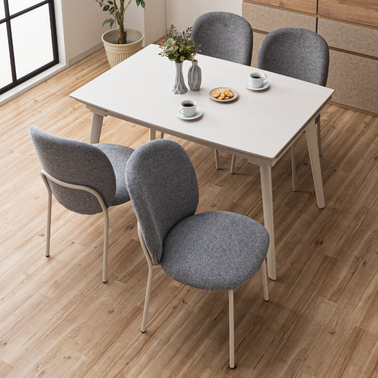 ダイニングセット 5点セット セラミック 両側伸長式ダイニングテーブル