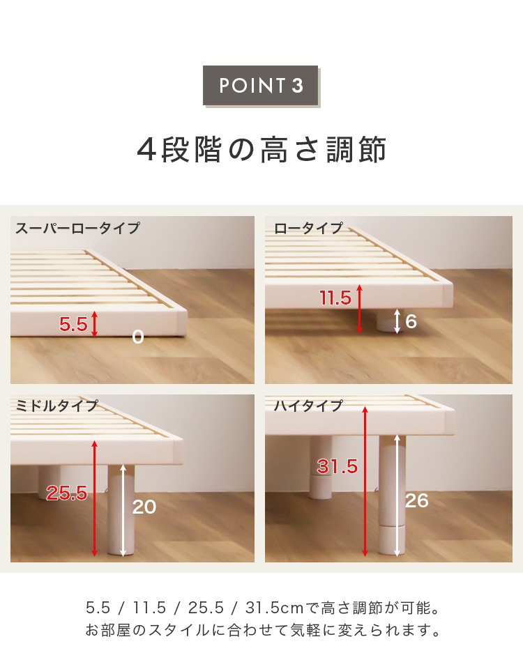 パイン材ベットフレームすのこベッド（セミダブル）幅140cmロータイプ（665） パイン材ベットフレームすのこベッド（セミダブル）幅140cmロー