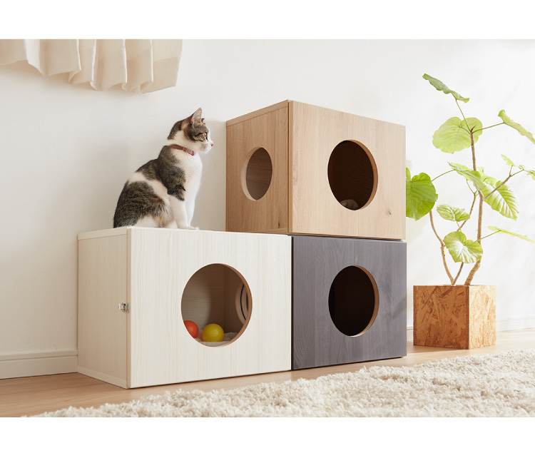 Petofun 職人が考えた 壁掛け キャットステップ 猫ハウス 木製 日本製