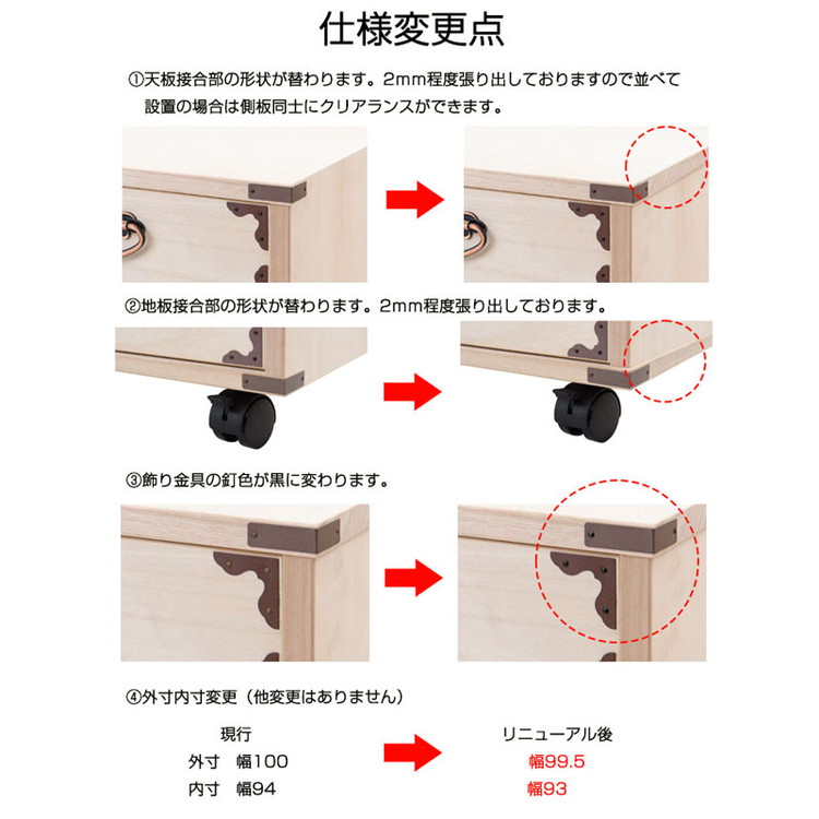 日本製 大川家具 完成品 桐 チェスト キャスター付き 押入れ 収納
