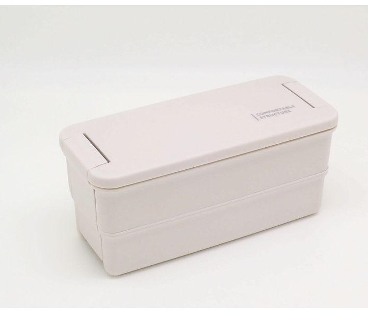 オーエスケー 日本製 ランチボックス二段 手間なしパッキン パッキン・ふた一体型 仕切付 上340ml/下310ml グレー コンフォータブル  PCW-650D 弁当箱 代引不可
