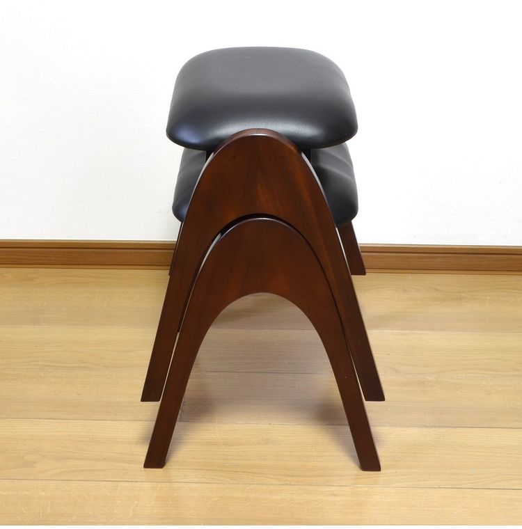 天然木スタッキングスツール 2脚組 完成品 マホガニー スツール