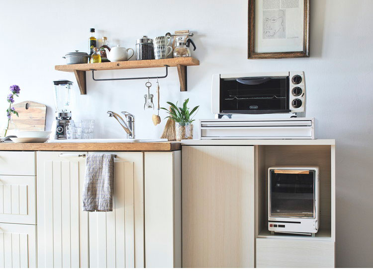 日本製 燕三条 収納付き キッチン家電下 スライドテーブル 幅55cm 2way