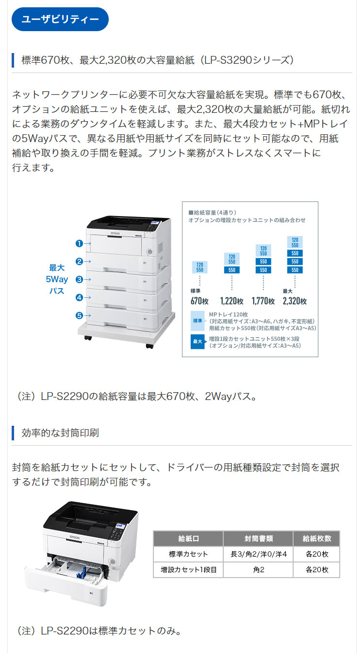EPSON レーザープリンター ビジネス LP-S3290Z エプソン LAN 自動両面
