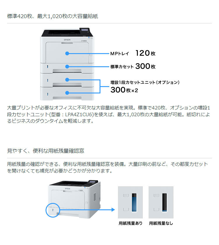 エプソン A4モノクロページプリンター LP-S380DN ビジネスプリンター