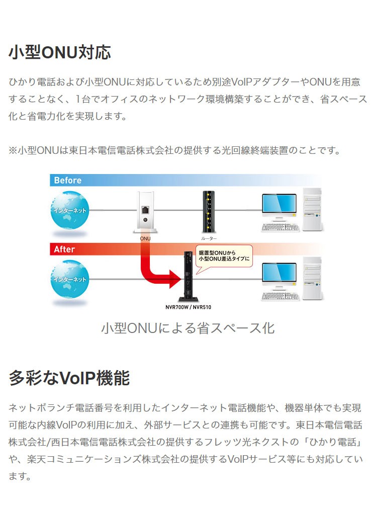 ヤマハ ギガアクセスVoIPルーター NVR510 小型ONU対応 オールインワン